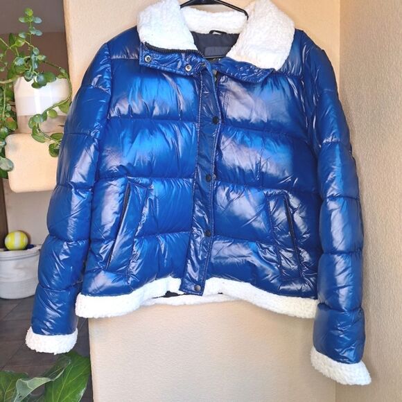 7 For All Mankind puffer  jacket blue large - Picture 1 of 5